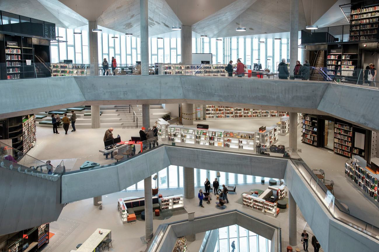 Library Featuring LED Mounted Bookshelves Opened in Oslo, Norway